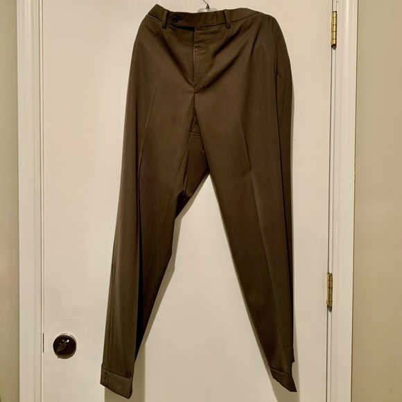 Riviera Armando Pant 32R - Olive Flat Front Silky Trousers - Picture 3 of 12